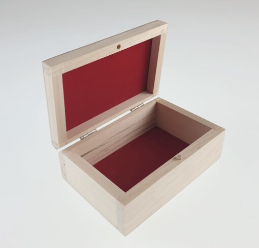 Cutie lemn - căptușit cu material roșu 1