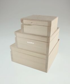 Set 3 cutii lemn natur - blank