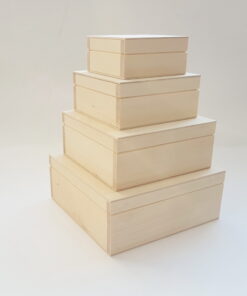 set 4 cutii lemn natur