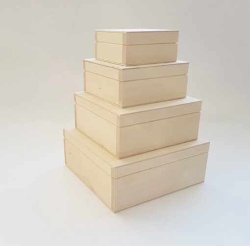 set 4 cutii lemn natur
