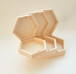 Set 3 cutii lemn formă hexagonală blank