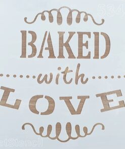 Șablon - baked whit love - 20x20 cm