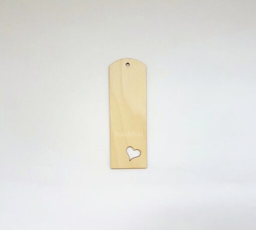 Semn de carte din lemn – nedecorat – inimoară - h 15 cm 1