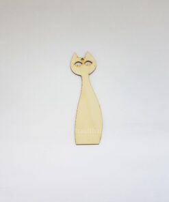 Semn de carte din lemn – nedecorat – pisică – h 15,5 cm