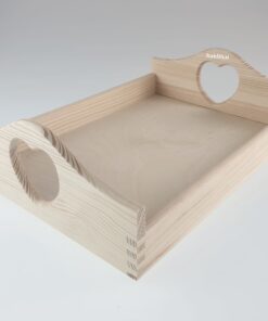 Tavă din lemn – mâner inimă – 35x25x10,5 cm