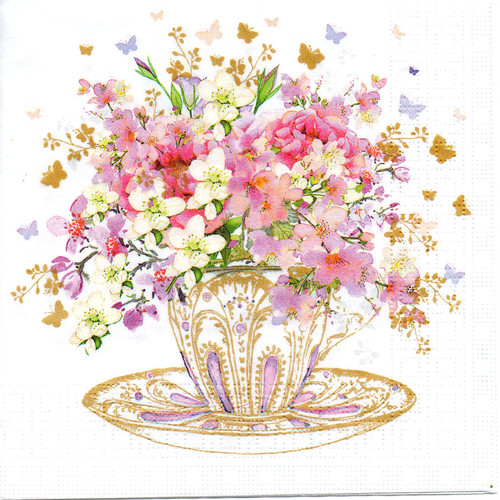 Șervețel - Tea Cup Blossoms - 33x33 cm 1 Servetel - Tea Cup Blossoms - 33x33 cm