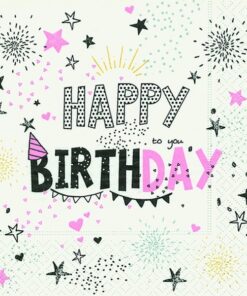 Servetel decorativ - Girls birthday - 33x33 cm