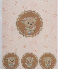 Hârtie de orez - portret de ursuleț - pink - A4