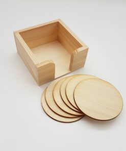 Set 6 suport din lemn pentru pahare