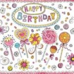 Servetel - Happy Birthday Lollipops - 33x33 cm Servetel - Happy Birthday Lollipops - 33x33 cm