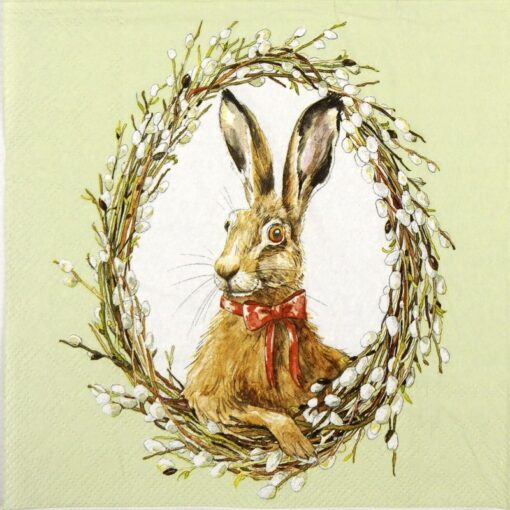 Șervețel - Bunny Portrait Green - 33x33 cm