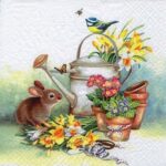Șervețel - Bunny with Watering Can - 33x33 cm Șervețel - Bunny with Watering Can - 33x33 cm