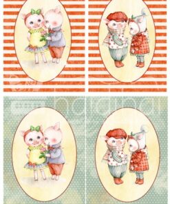 Hârtie decoupage - Love piggy 2 - A3