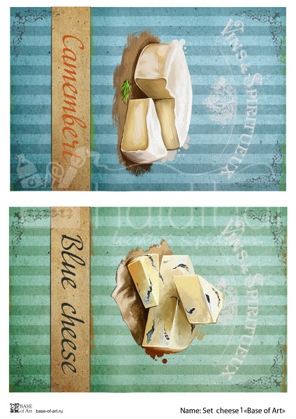 Hârtie decoupage - Set cheese 1 - A4 1 Hârtie decoupage - Set cheese 1 - A4