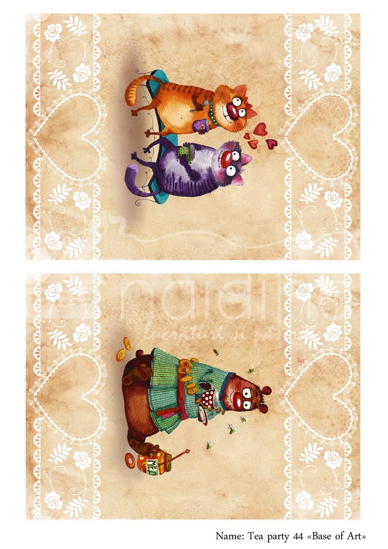 Hârtie decoupage - Tea party 44 - A4 1 Hârtie decoupage - Tea party 44 - A4