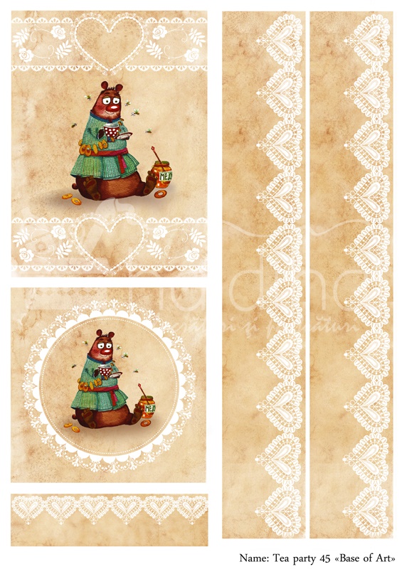 Hârtie decoupage - Tea party 45 - A4 1 Hârtie decoupage - Tea party 45 - A4