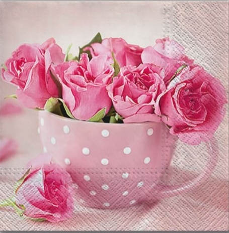 Șervețel - Roses in a Cup - 33x33 cm 1 Șervețel - Roses in a Cup - 33x33 cm