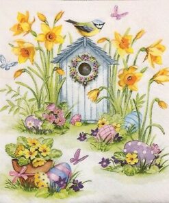 Șervețel - Birdhouse & Easter Eggs - 33x33 cm