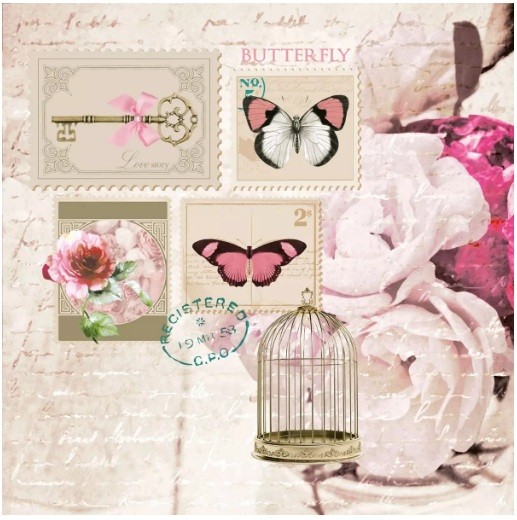 Șervețel - Butterfly Stamp - 33x33 cm 1 Șervețel - Butterfly Stamp - 33x33 cm