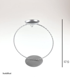 Suport metalic argintiu cu lumânare – glob – h17,50 cm