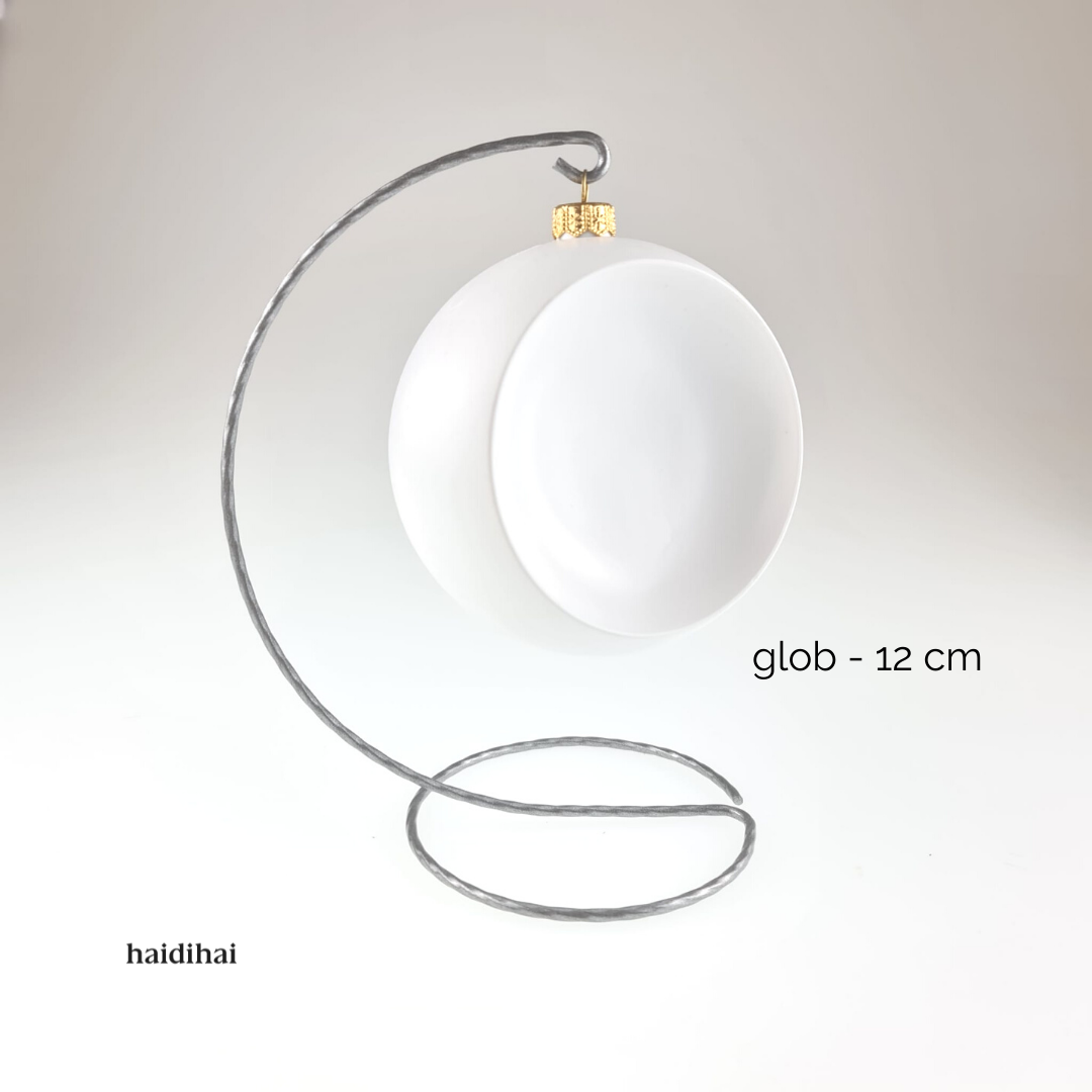 Suport metalic decorativ - argintiu - glob - h20 cm 4 Suport metalic decorativ - argintiu - glob - h20 cm - imagine 4