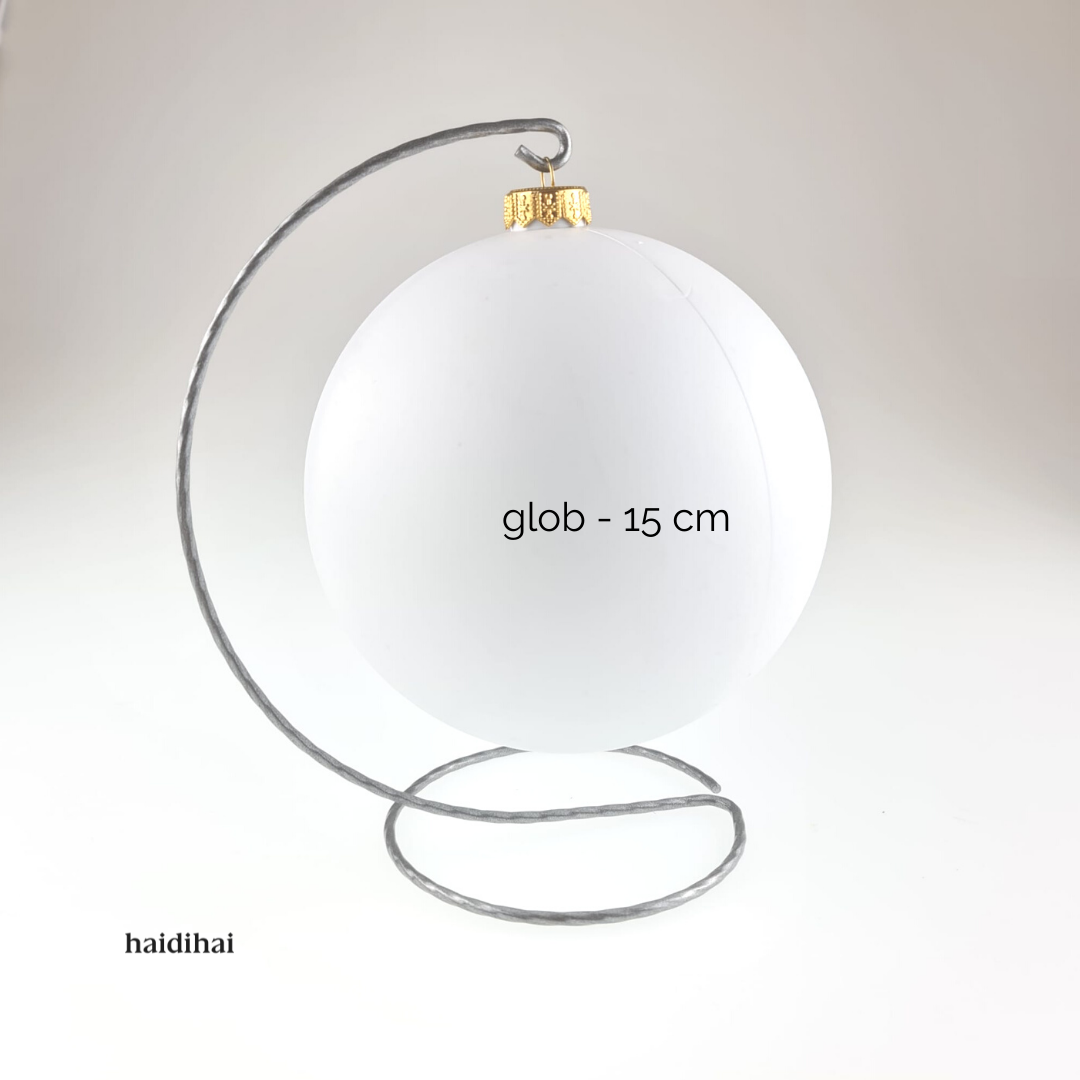 Suport metalic decorativ - argintiu - glob - h20 cm 2 Suport metalic decorativ - argintiu - glob - h20 cm - imagine 2