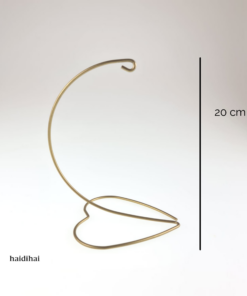 Suport metalic decorativ - inimă - auriu – h20 cm