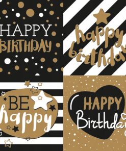Șervețel - Golden Happy Birthday - 33×33 cm