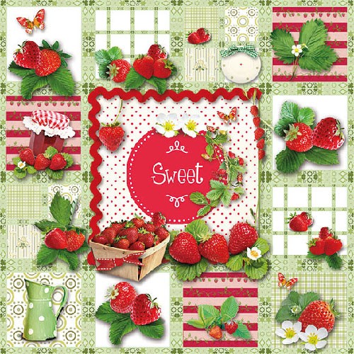 Șervețel Sweet Strawberries - 33×33 cm 1 Șervețel Sweet Strawberries - 33×33 cm