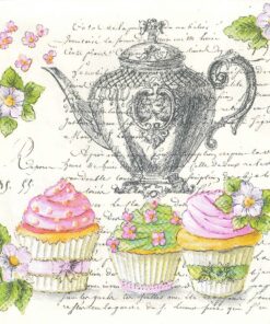 Șervețel – Retro Cupcakes and Teapot – 33×33 cm