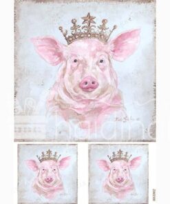 Hârtie de orez - Crowned Pig - A5