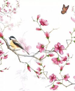 Șervețel – Bird & Blossom White – 33×33 cm