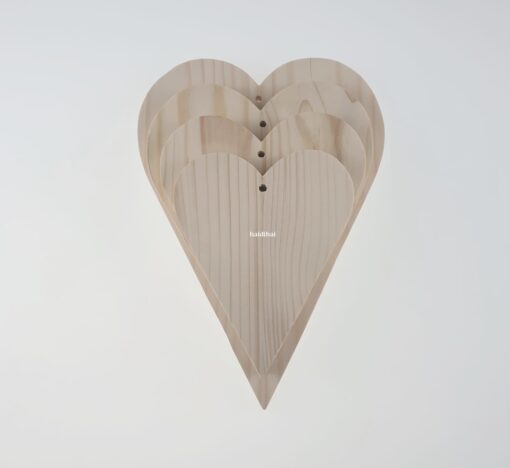 Formă inimă - lemn natur - set 4 buc. 1