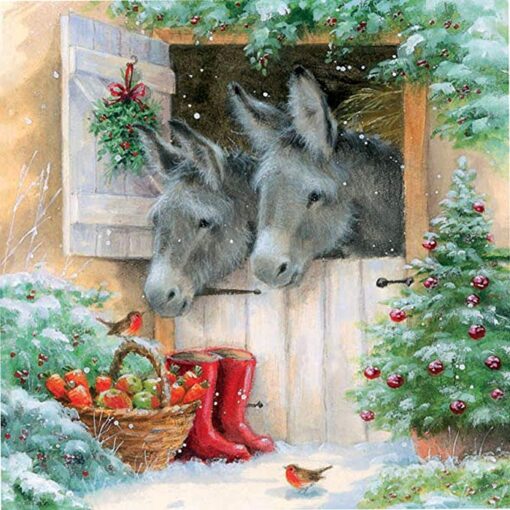 Șervețel - Santa's Donkeys - 33x33 cm