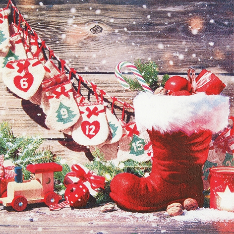 Șervețel - Santa's boots -25x25 cm 1 Șervețel - Santa's boots - 33x33 cm