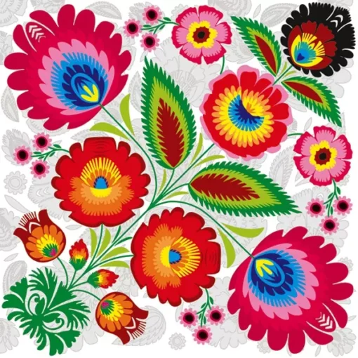 Șervețel - Floral Folk Pattern - 33x33 cm 1