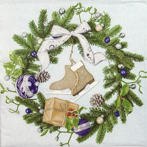 Șervețel - Christmas Wreath, Ice - 33x33 cm 1 Șervețel - Christmas Wreath, Ice - 33x33 cm