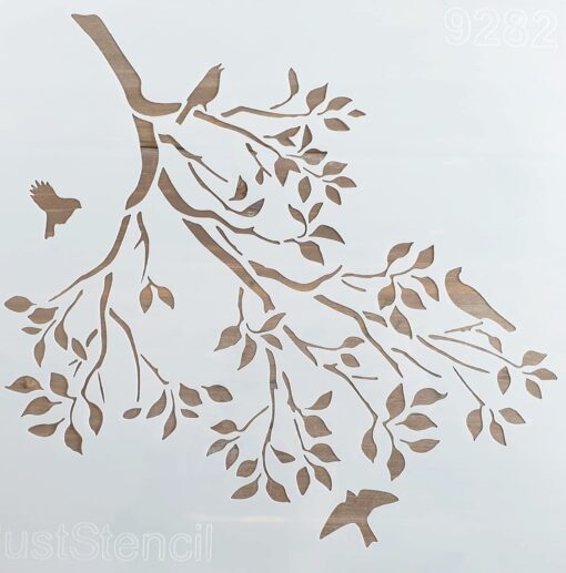Șablon - Păsări în copac - 30x30 cm 1