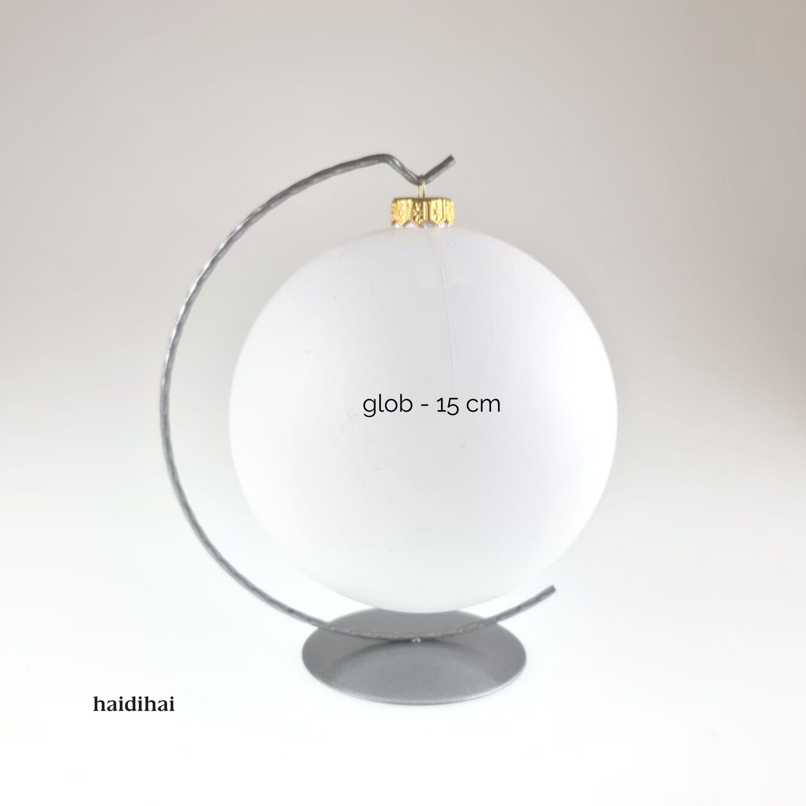Suport metalic decorativ argintiu – glob - h20 cm 2 Suport metalic decorativ argintiu – glob - h20 cm - imagine 2