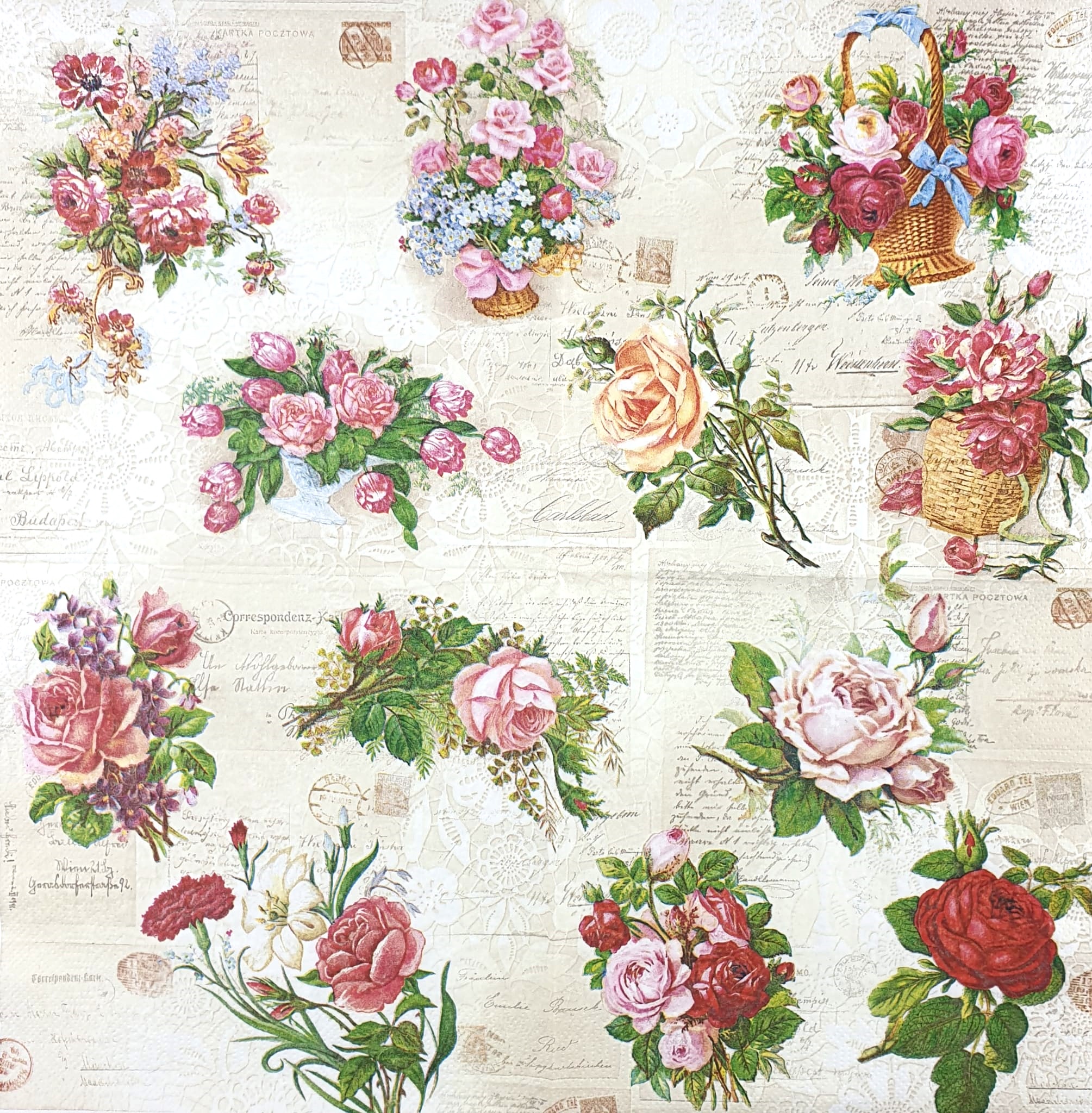 Șervețel Decoupage - English Roses - 33x33 cm 2 Șervețel Decoupage - English Roses - 33x33 cm - imagine 2