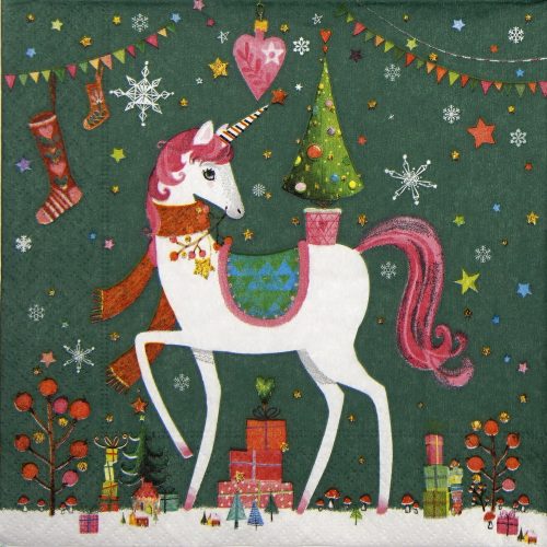 Șervețel - Xmas Unicorn - 33x33 cm 1 Șervețel - Xmas Unicorn - 33x33 cm