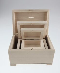 Set 3 cutii - cufere - lemn natur