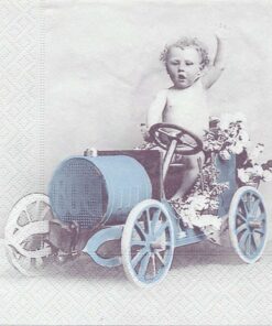 Șervețel Decoupage - Boy in car - 33x33 cm