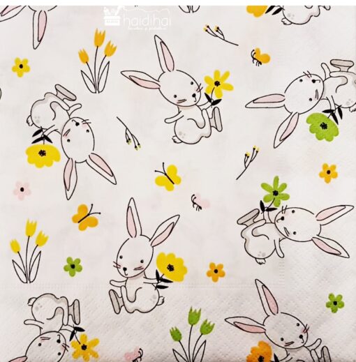 Șervețel - Rabbit in Flowers - 33x33 cm