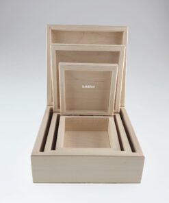 Set 3 cutii lemn natur – blank - 3 în 1