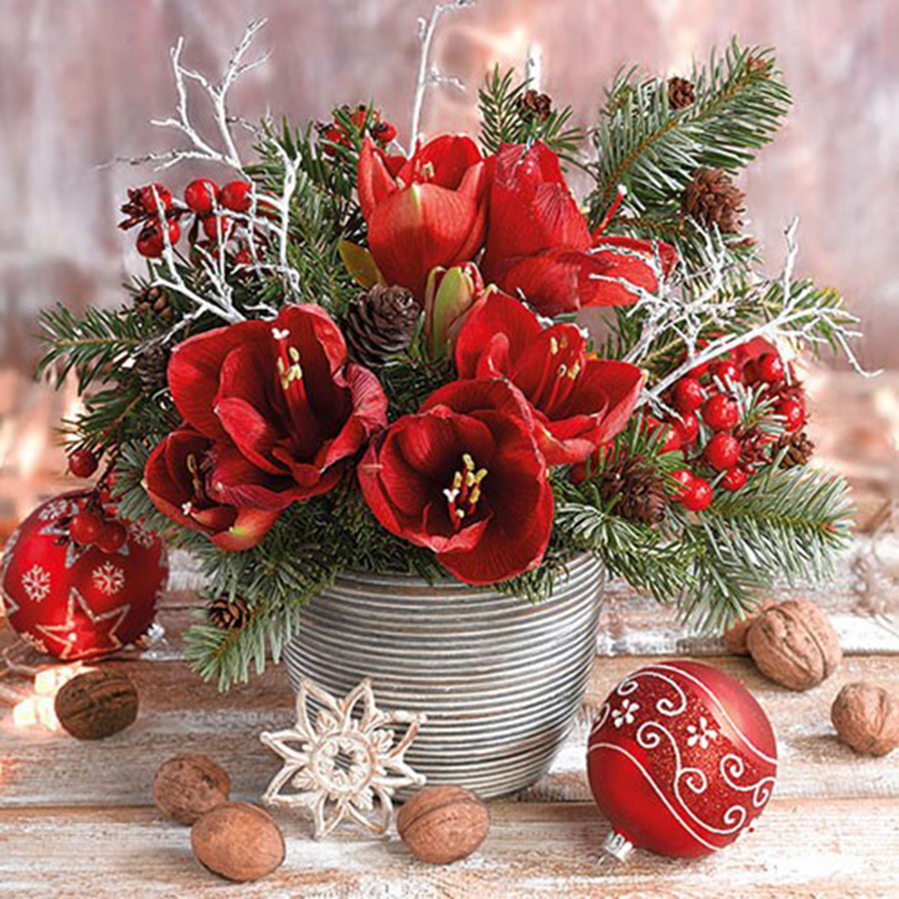 Șervețel – Amaryllis Bouquet – 33x33 cm 1 Șervețel - Amaryllis Bouquet - 25x25 cm