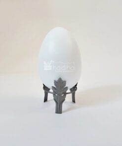 Suport metalic pentru ouă - model frunză - argintiu 75 mm