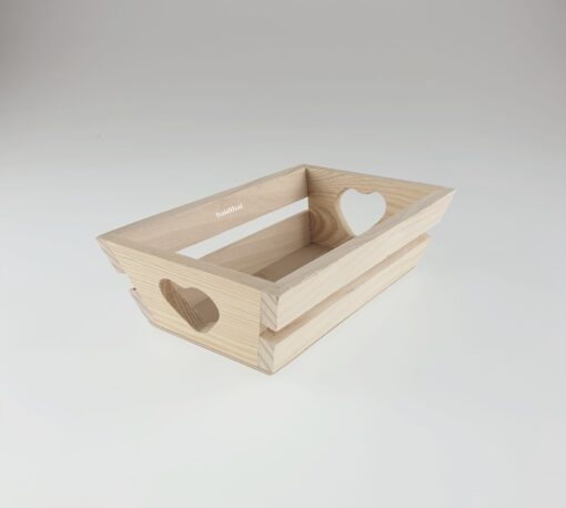 Tavă din lemn – mâner inimă – 18,8×12 cm 1