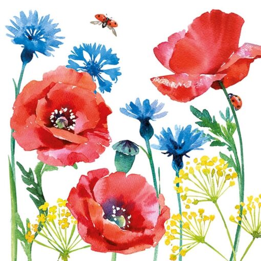 Șervețel - Cornflower and Poppy - 33x33 cm
