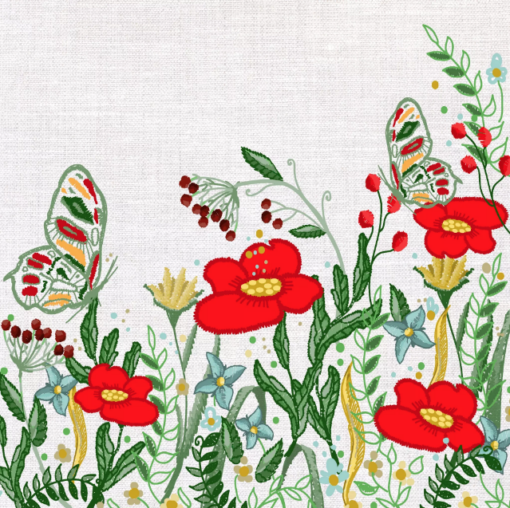 Șervețel - Poppies embroidery - 33x33 cm 1